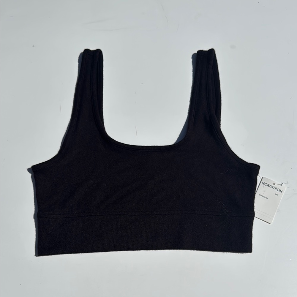 Open Edit Cropped Knit Black Tank Top